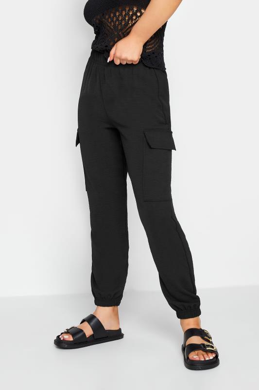 PixieGirl Black Utility Cuffed Cargo Trousers | PixieGirl 1