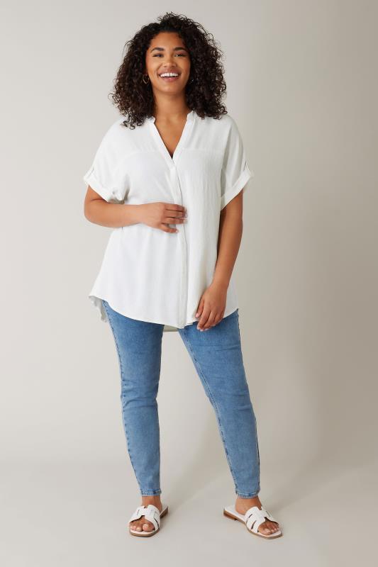 EVANS Plus Size White Short Sleeve Blouse | Evans  1