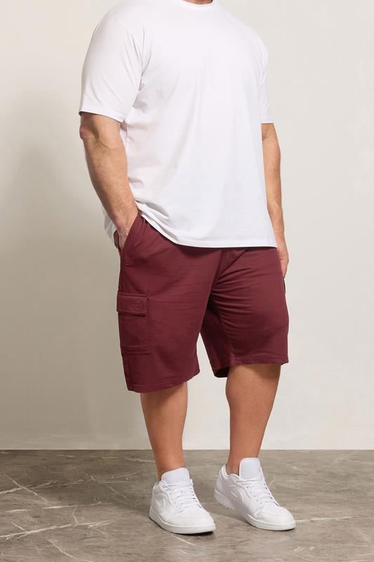  KAM Big & Tall Burgundy Red Cargo Lounge Shorts