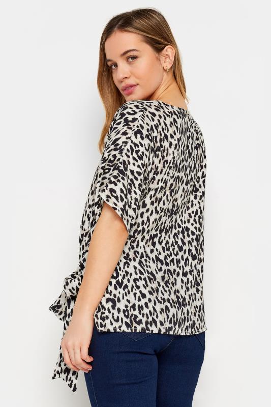 M&Co Petite Natural Brown Leopard Print Tie Side Detail Blouse | M&Co  3