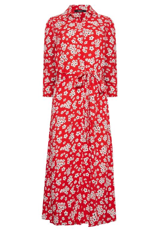 M&Co Red Floral Print Button Through Midi Dress | M&Co 6