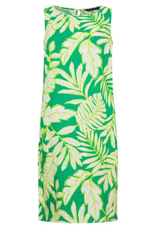 M&Co Green Linen Leaf Print Shift Dress | M&Co 5