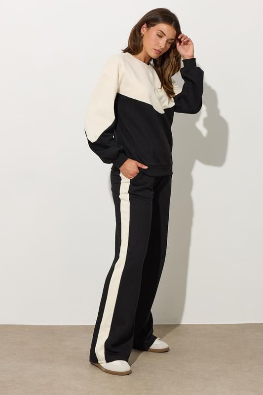 LTS Tall Black Contrast Colour Block Sweatshirt | Long Tall Sally 1
