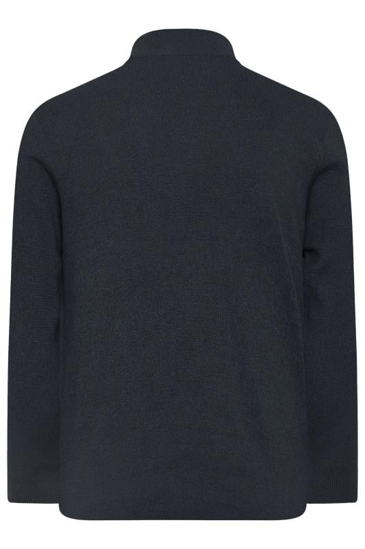 BadRhino Big & Tall Navy Blue Milano Quarter Zip Knit Jumper | BadRhino 4