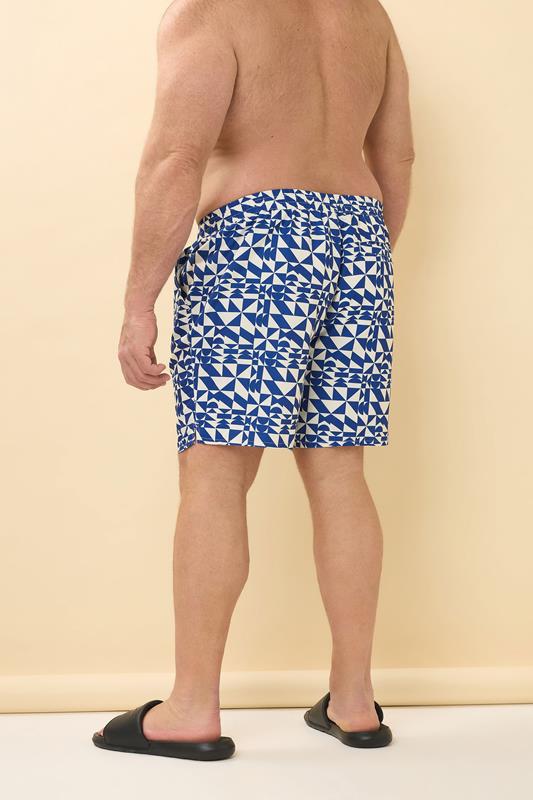 BadRhino Big & Tall Navy Blue Abstract Swim Shorts | BadRhino 4