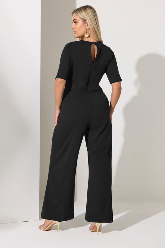 YOURS LONDON Plus Size Black Sweetheart Neck Jumpsuit | Yours Clothing 2