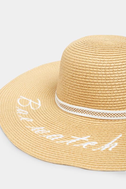 Brown 'Bae Watch' Slogan Floppy Straw Hat | Yours Clothing 2
