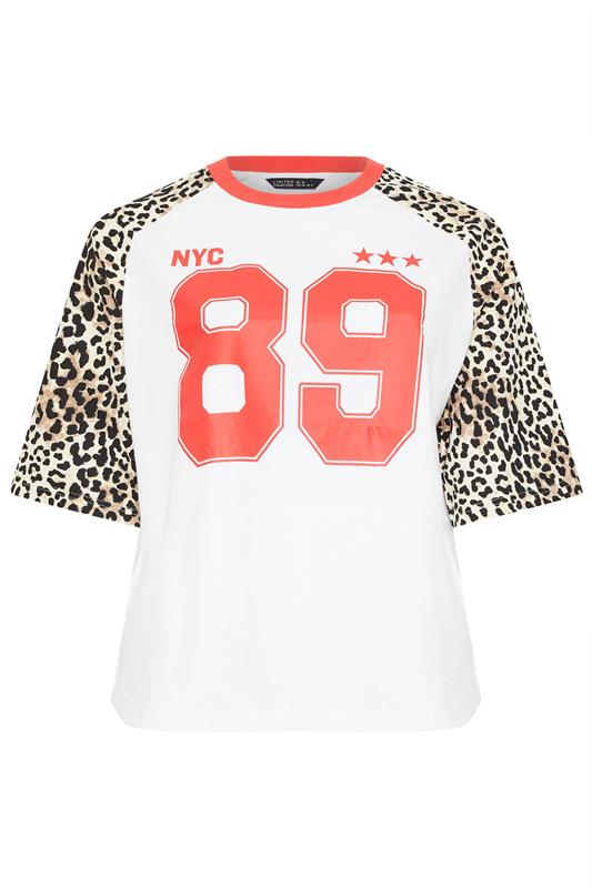 LIMITED COLLECTION Plus Size White '89' Leopard Print T-Shirt | Yours Clothing 5