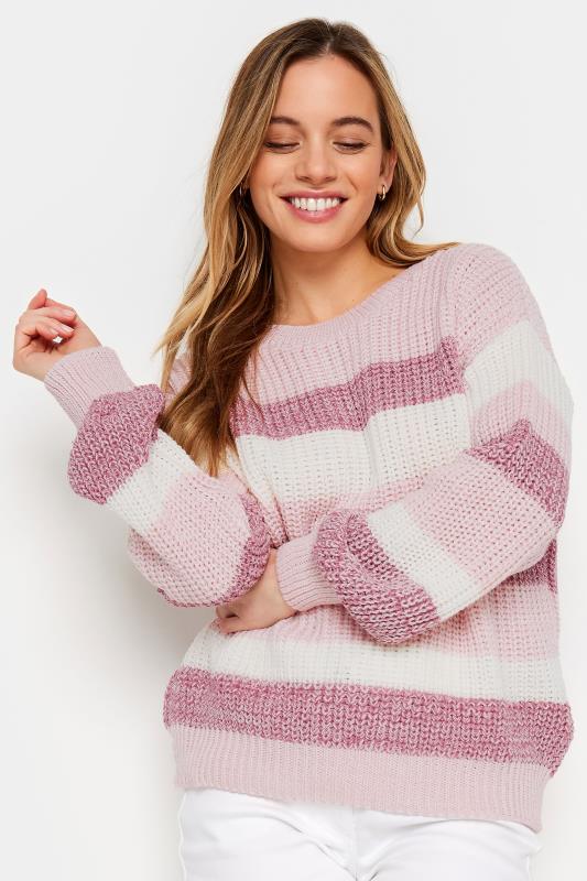 Women's  M&Co Petite Pink Striped Space Dye Jumper