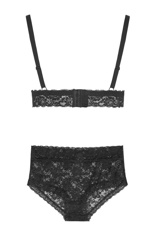 Plus Size Black Lace Triangle Bralette Lingerie Set | Yours Clothing 5