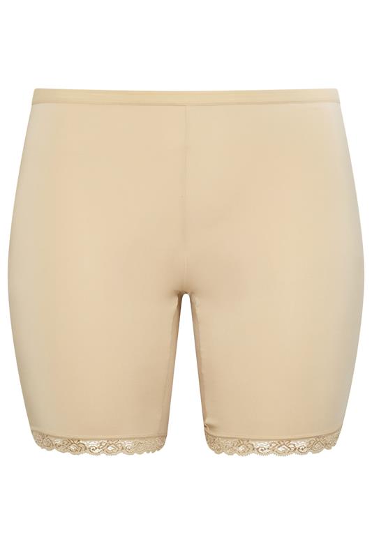 Nude Nude Lace Trim Anti Chafing High Waisted Shorts | Yours Clothing 2