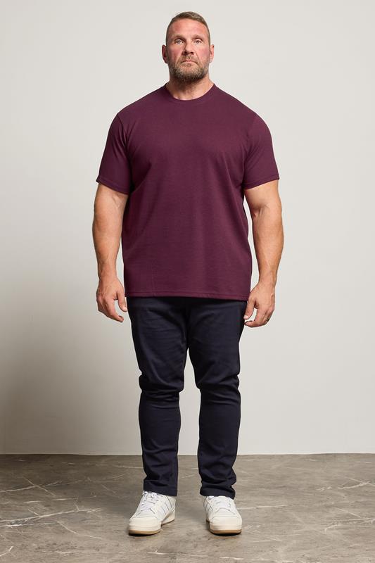 BadRhino Big & Tall Burgundy Red Ottoman Textured T-Shirt | BadRhino 1