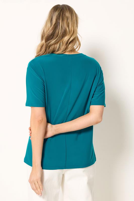 LTS Tall Women's Teal Blue Metal Detail Oversized T-Shirt | Long Tall Sally 2
