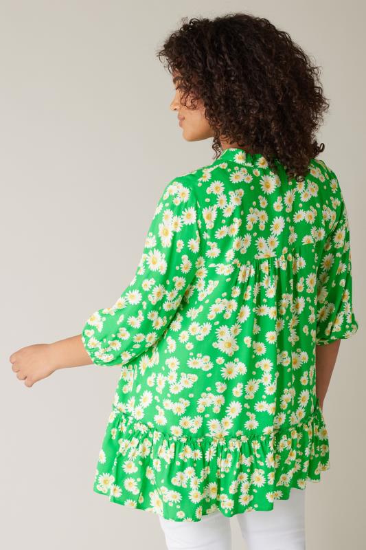 EVANS Curve Green Floral Tie Neck Blouse 2
