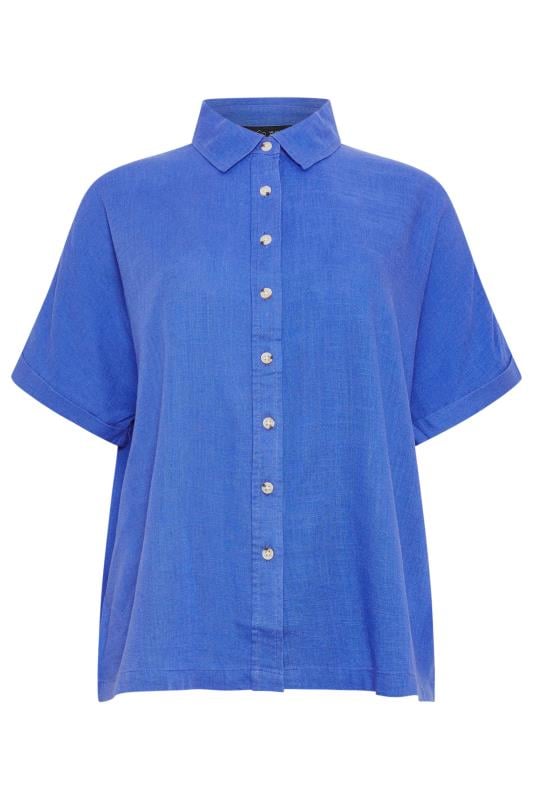 M&Co Blue Short Sleeve Linen Shirt | M&Co 5
