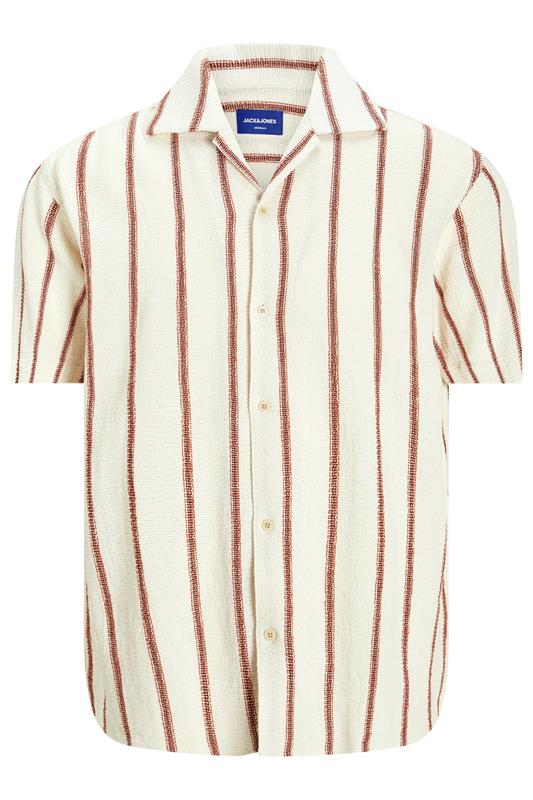 JACK & JONES Big & Tall Brown Stripe Print Resort Shirt | BadRhino 1