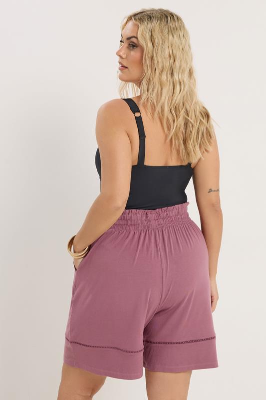 YOURS Plus Size Pink Ladder Insert Shorts | Yours Clothing 4