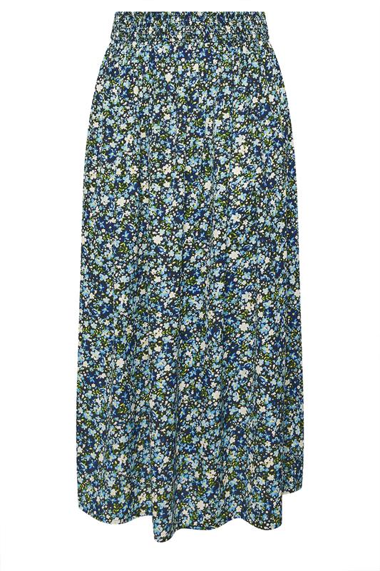 YOURS Plus Size Blue Ditsy Floral Midaxi Skirt | Yours Clothing 5