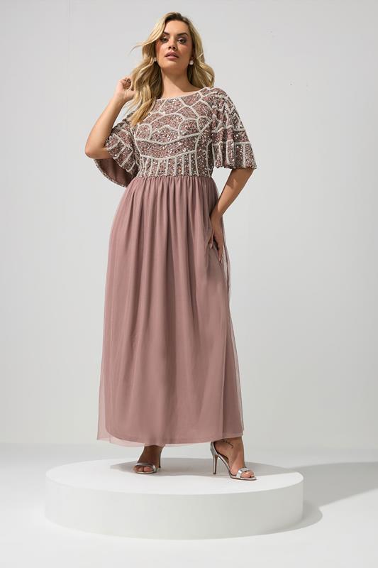  LUXE Curve Pink Embellished Maxi Dress