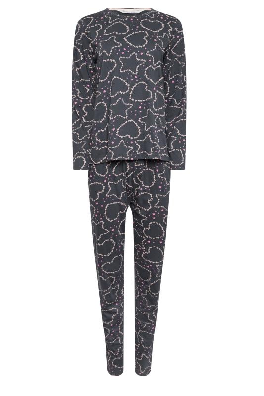 M&Co Grey Cotton 'Sleep All Day' Scripted Heart Print Pyjama Set | M&Co 5
