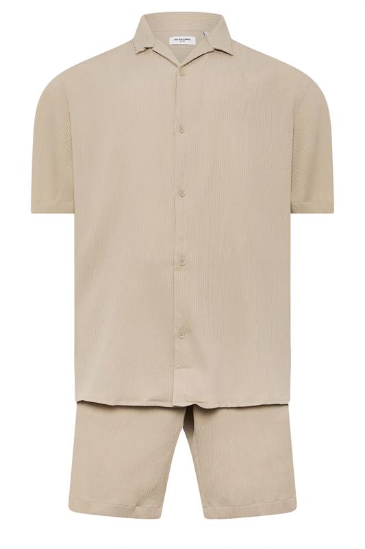 JACK & JONES Big & Tall Stone Brown Revere Shirt & Short Set | BadRhino 2