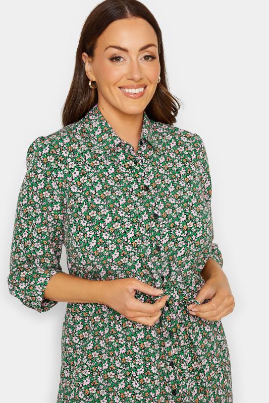 M&Co Women's Green Floral Print Midi Shirt Dress | M&Co 4