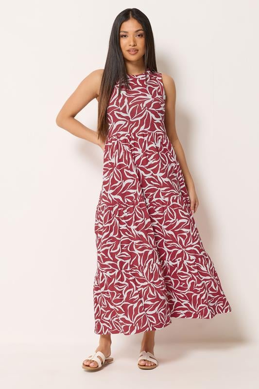  M&Co Petite Red Abstract Print Cotton Maxi Dress