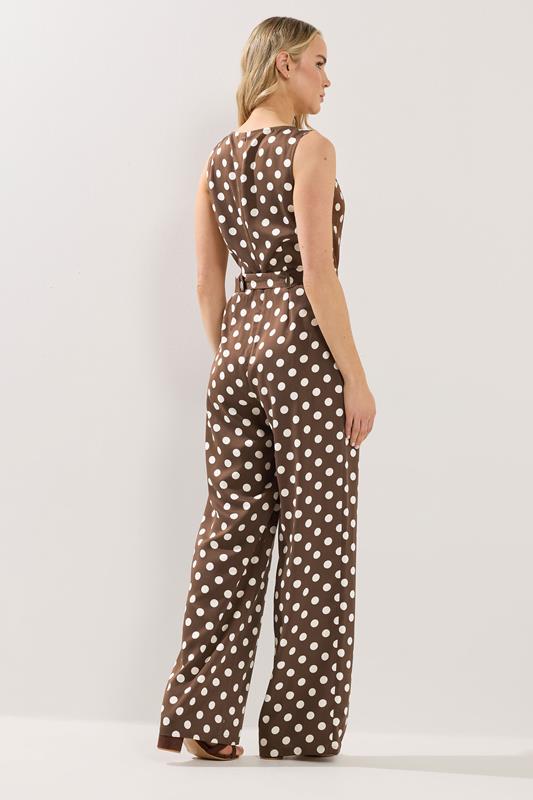 LTS Tall Women's Chocolate Brown Polka Dot Wide Leg Jumpsuit | Long Tall Sally 2