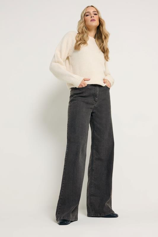 LTS Tall Dark Grey Washed Wide Leg Jeans