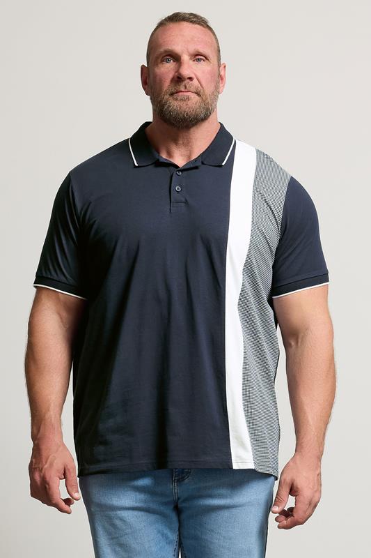  BadRhino Big & Tall Navy Blue Cut & Sew Tipped Polo Shirt