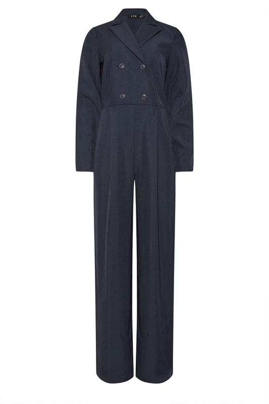 LTS Tall Navy Blue Open Collar Wide Leg Jumpsuit | Long Tall Sally 5