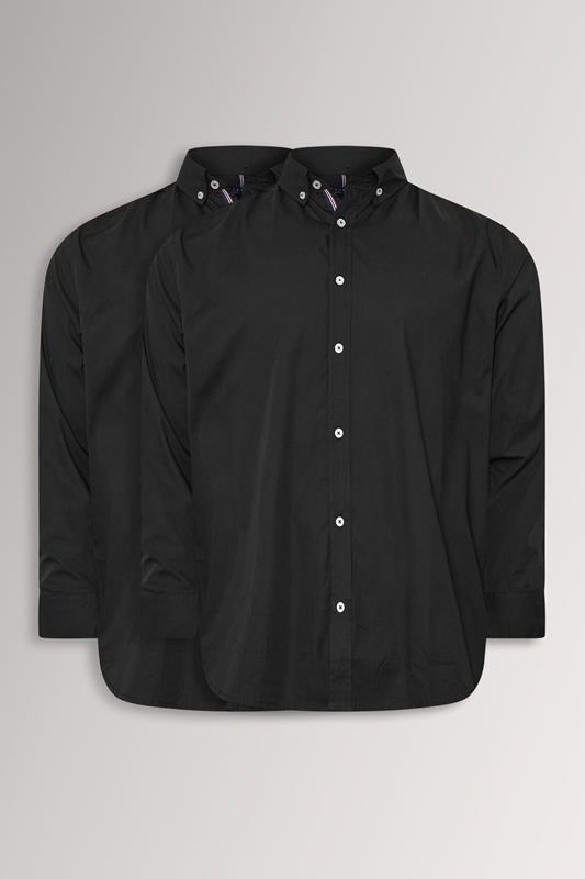  BadRhino Big & Tall 2 PACK Black Long Sleeve Poplin Shirts