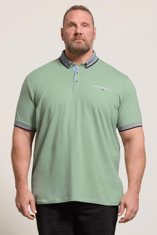 BadRhino Big & Tall Green Chambray Pocket Polo Shirt | BadRhino 1
