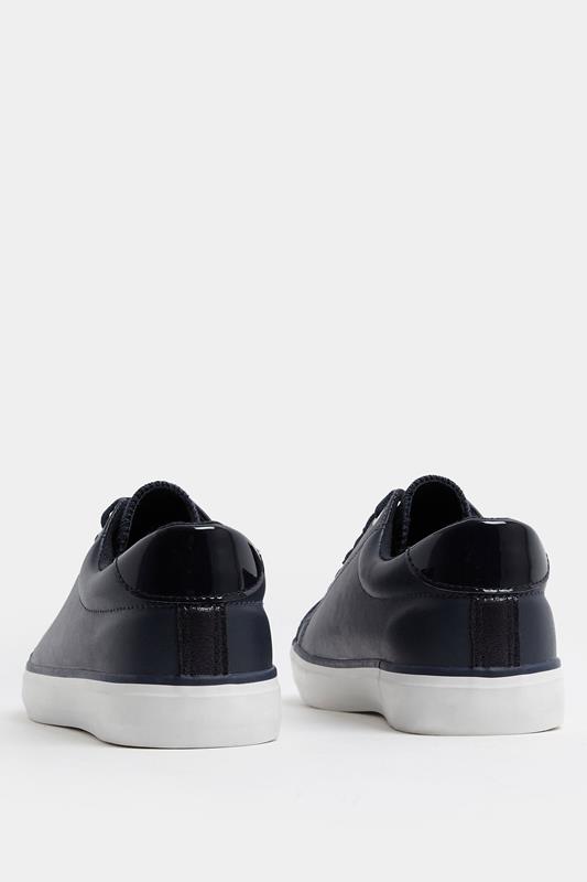 Navy Blue Faux Leather Lace Up Trainers In Extra Wide EEE Fit | Yours Clothing 4