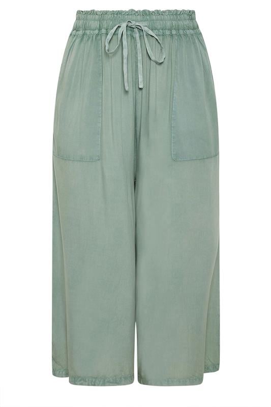YOURS Plus Size Sage Green Chambray Culottes | Yours Clothing 5