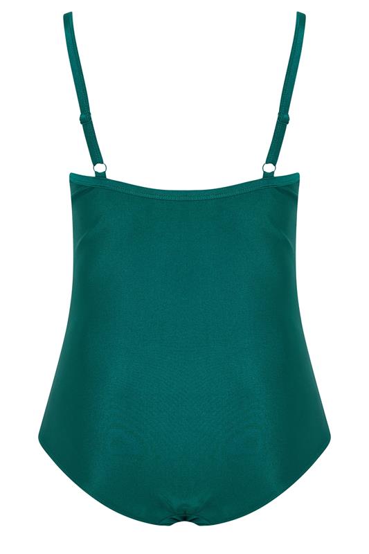 YOURS Plus Size Teal Green Crossover Super Sculpt Swimsuit | Yours Clothing 7