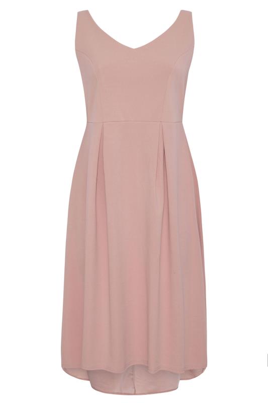 YOURS LONDON Plus Size Pink High Low Pleated Midi Dress | Yours Clothing 5