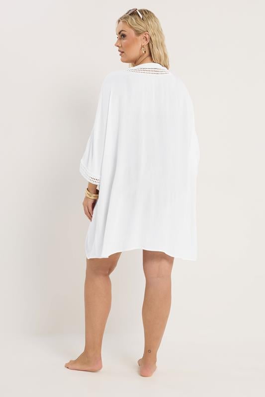 YOURS Plus Size White Crinkle Beach Kimono | Yours Clothing 5