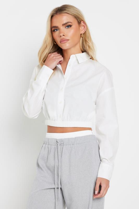 PixieGirl Petite Women's White Elasticated Hem Cotton Shirt | PixieGirl 1