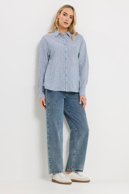 LTS Tall Blue Stripe Cotton Collared Shirt | Long Tall Sally  2