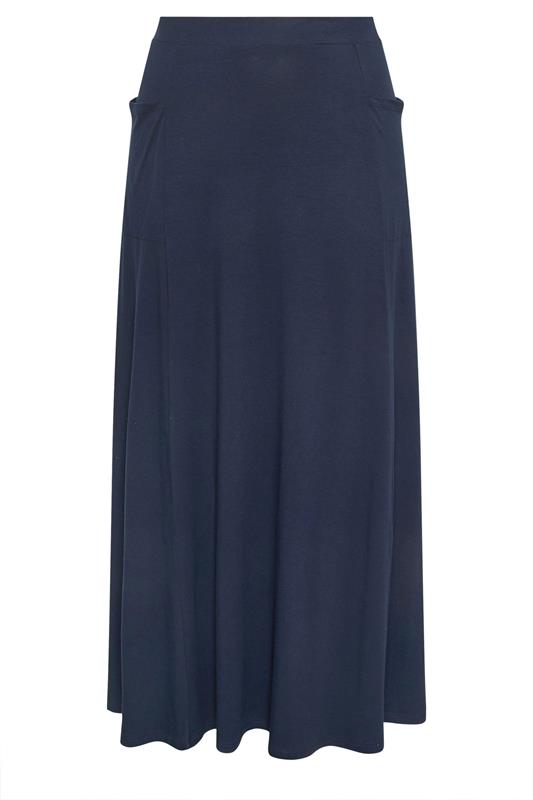 EVANS Plus Size Navy Blue Stretch Jersey Midaxi Skirt | Evans 5