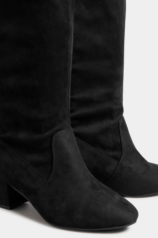 Black Faux Suede Stretch Knee High Boots In Wide E Fit & Extra Wide EEE Fit | Yours Clothing 5
