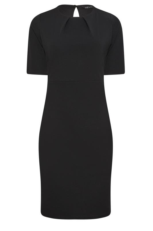 M&Co Petite Black Scuba Pleated Neck Detail Dress | M&Co 5