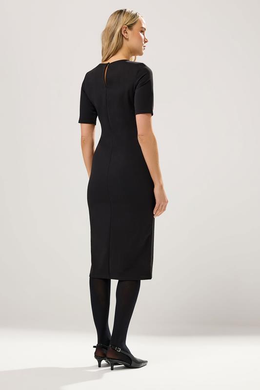 LTS Tall Black Scuba Button Formal Midi Dress | Long Tall Sally 2