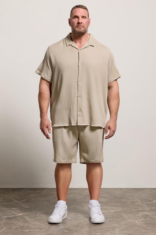 JACK & JONES Big & Tall Stone Brown Revere Shirt & Short Set | BadRhino 1
