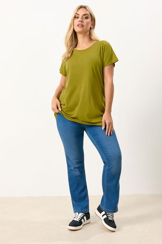 YOURS Plus Size Chartreuse Green Core T-Shirt | Yours Clothing 1