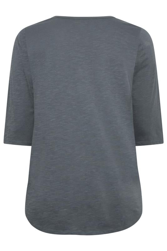 Plus Size YOURS Grey Pintuck Button Henley T-Shirt | Yours Clothing 7