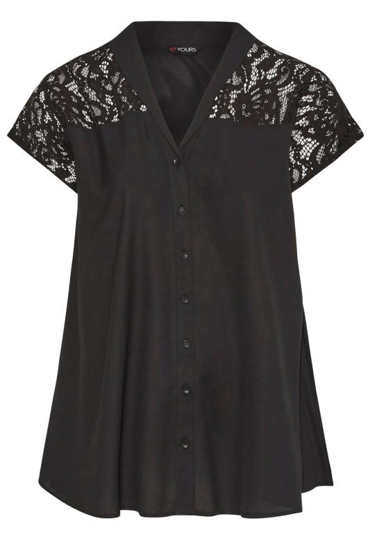 YOURS Plus Size Black Lace Insert Blouse | Yours Clothing 6