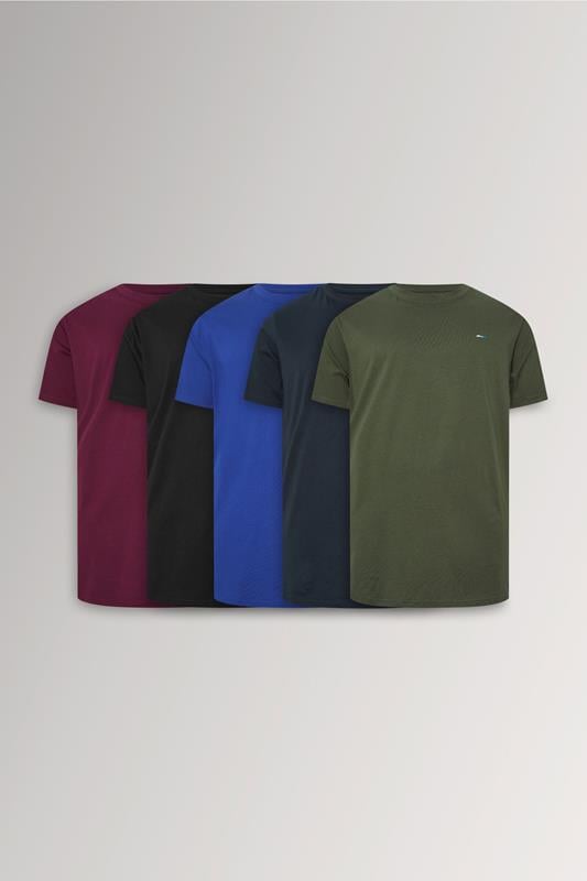 BadRhino Big & Tall Black/Blue/Red/Green/Navy 5 Pack Extra Long T-Shirts