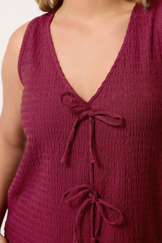 YOURS Plus Size Red Textured Bow Waistcoat | Yours Clothing 4